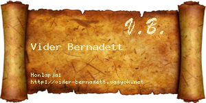 Vider Bernadett névjegykártya